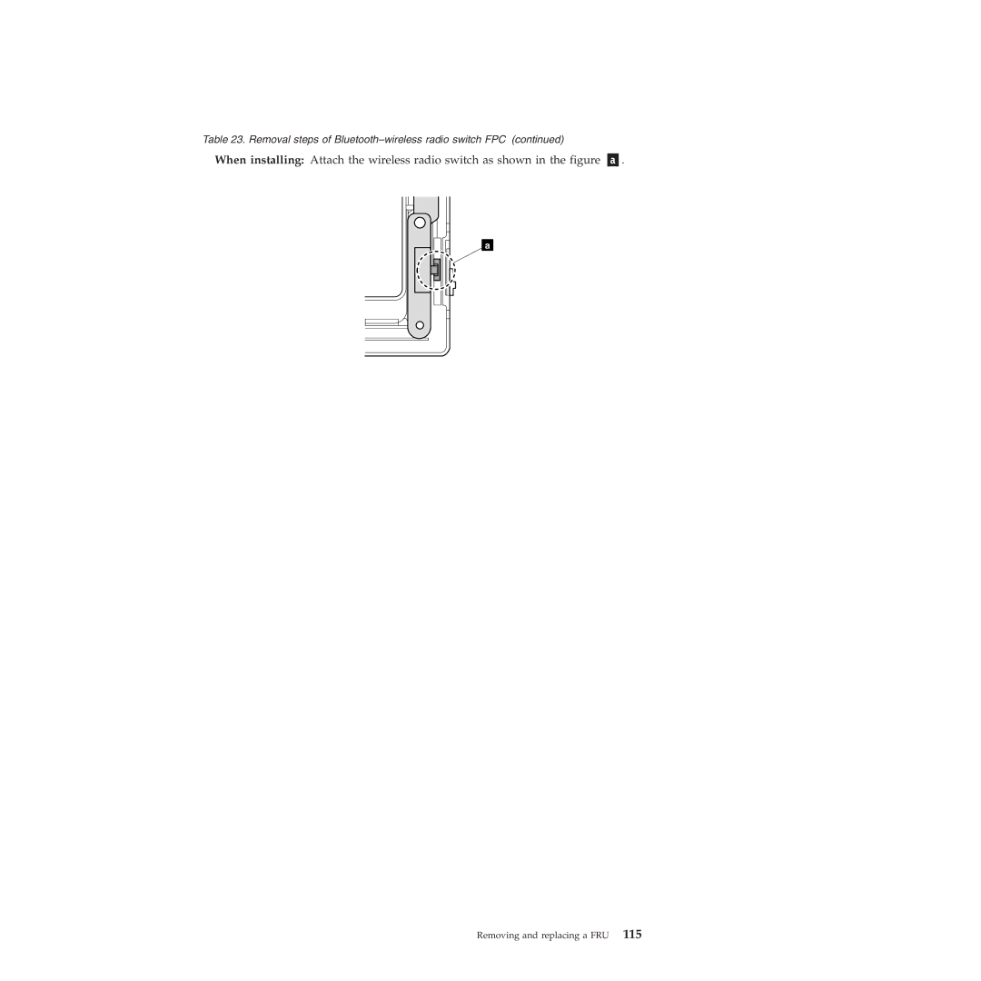 Lenovo T410SI, T400S manual Removal steps of Bluetooth-wireless radio switch FPC 