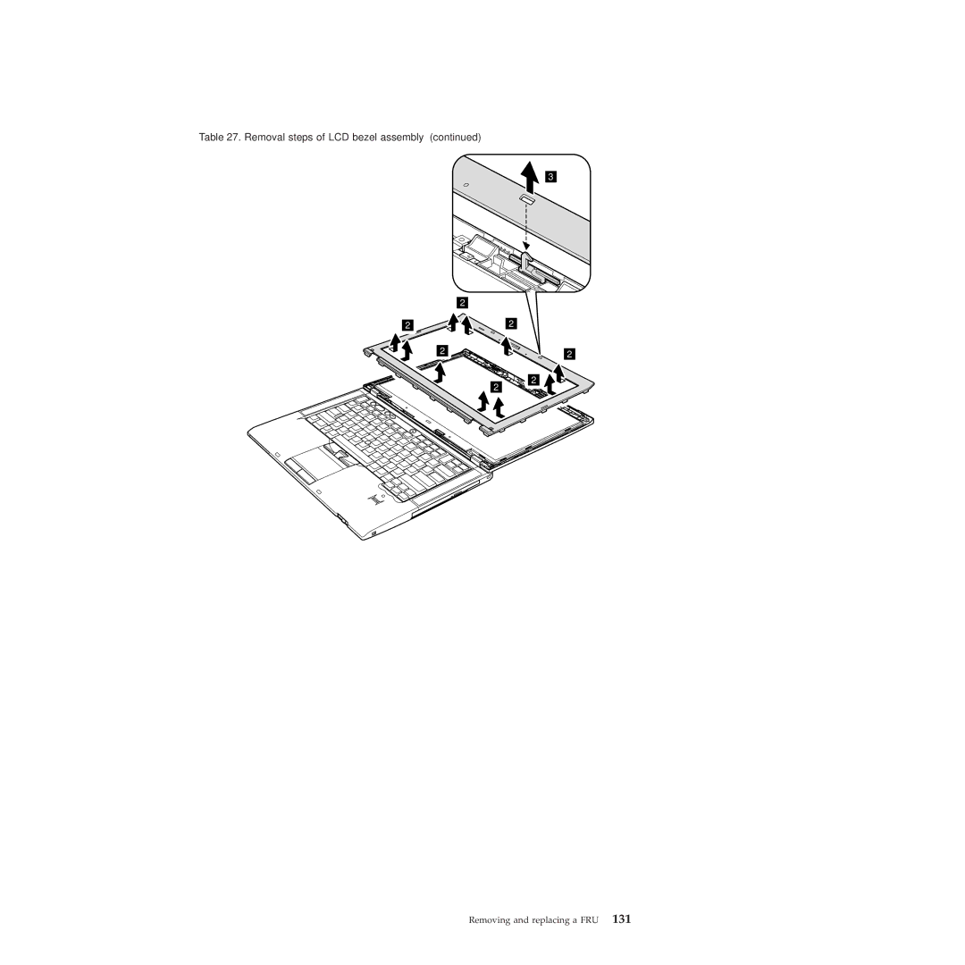 Lenovo T410SI, T400S manual Removal steps of LCD bezel assembly 