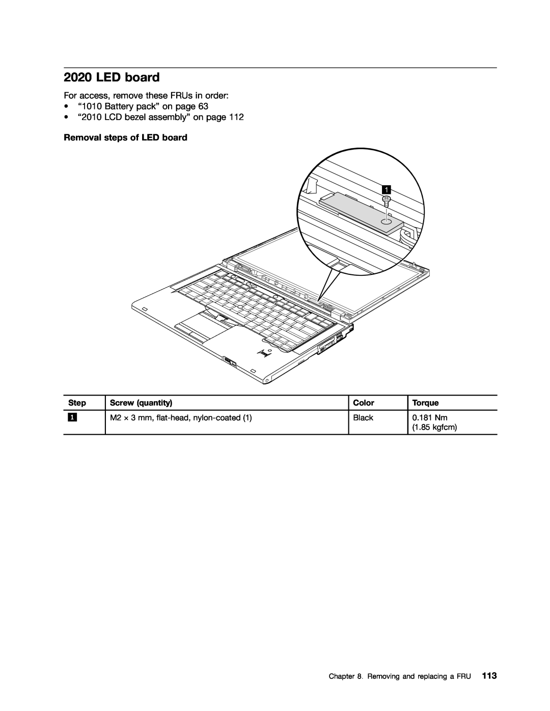 Lenovo T420i manual Removal steps of LED board 
