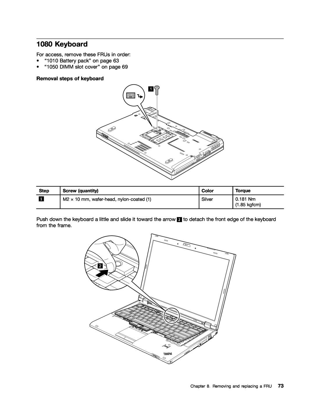 Lenovo T420i manual Keyboard, Removal steps of keyboard 
