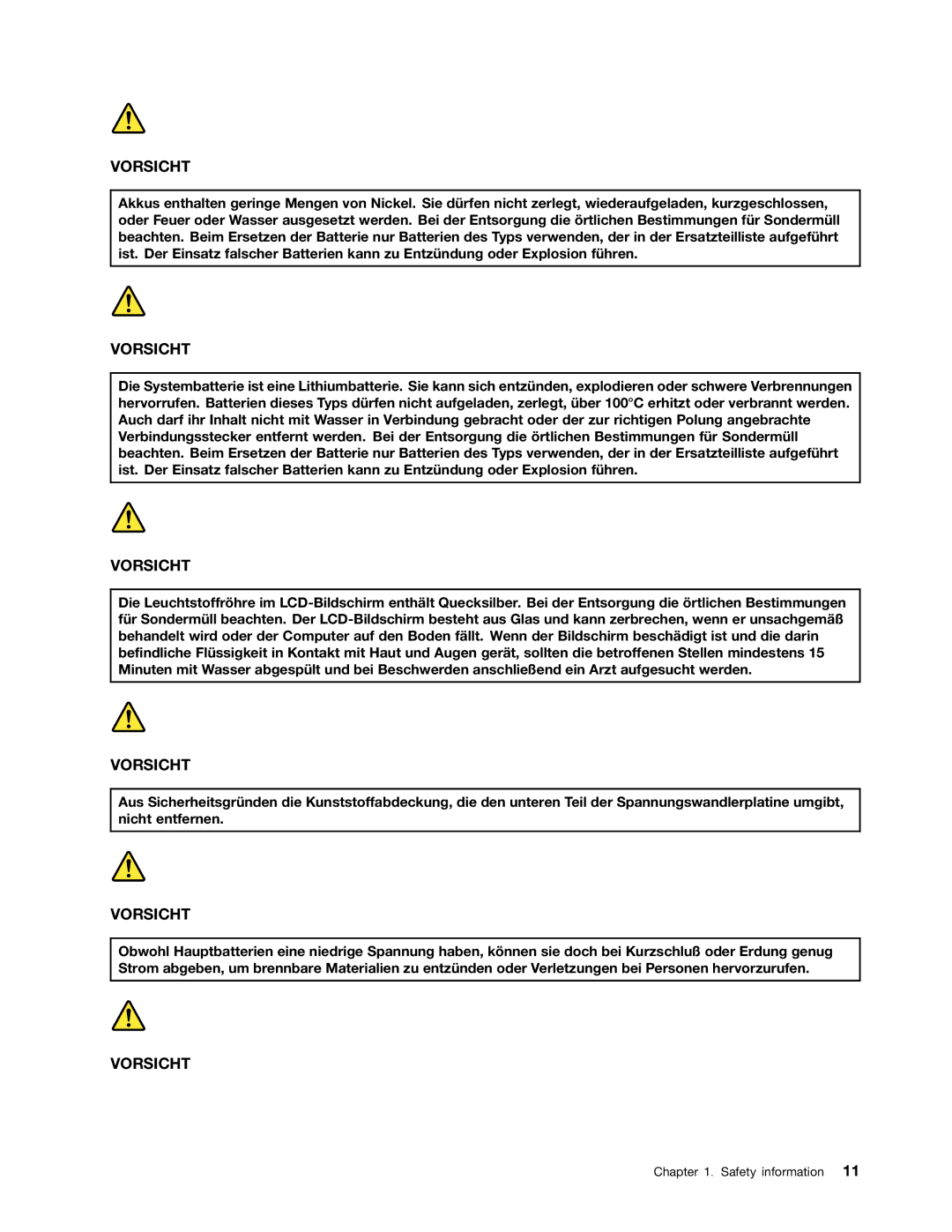 Lenovo T420i manual Vorsicht 