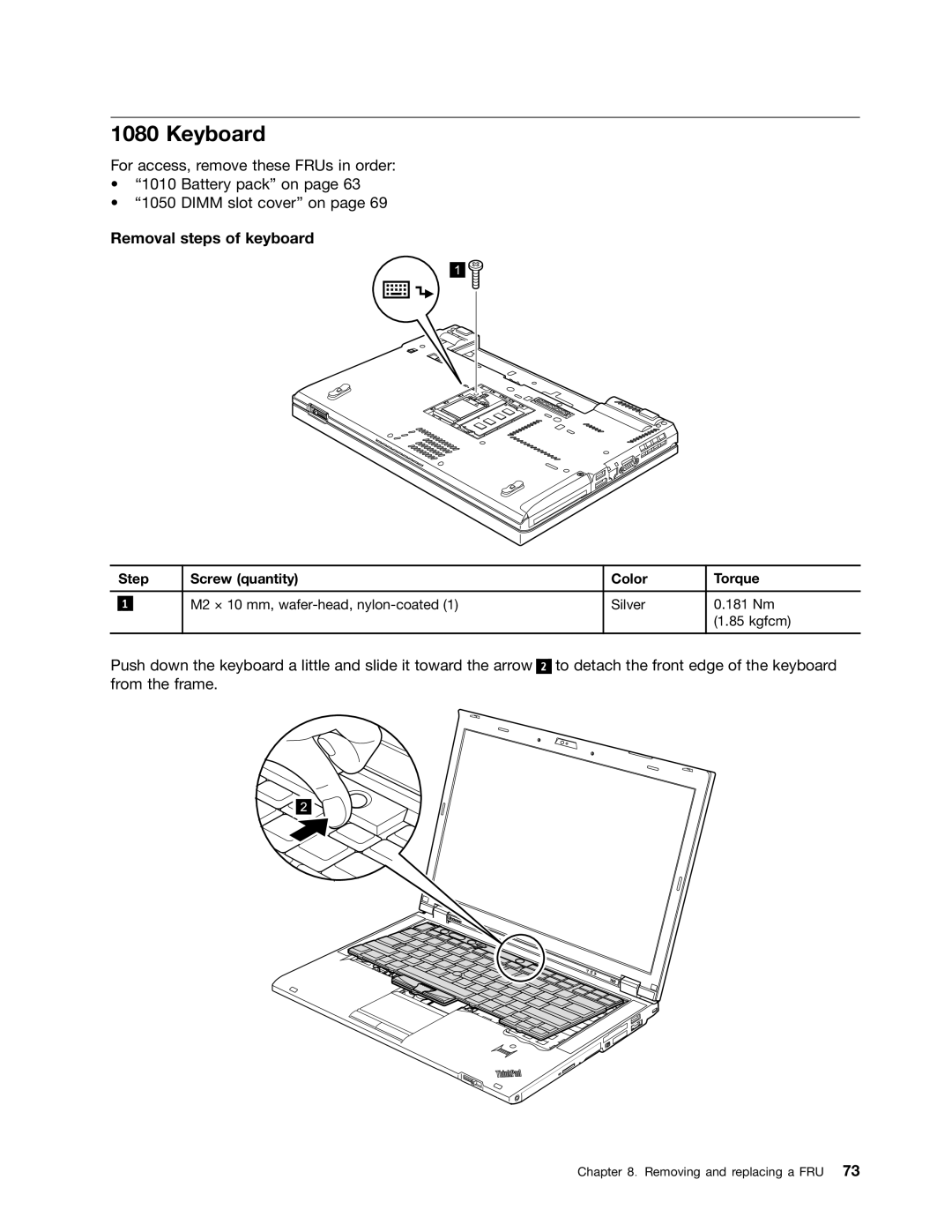 Lenovo T420i manual Keyboard, Removal steps of keyboard 