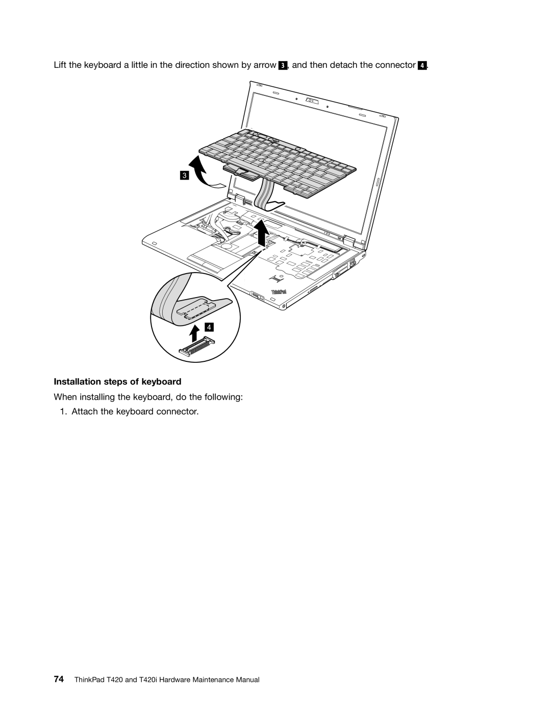 Lenovo T420i manual Installation steps of keyboard 