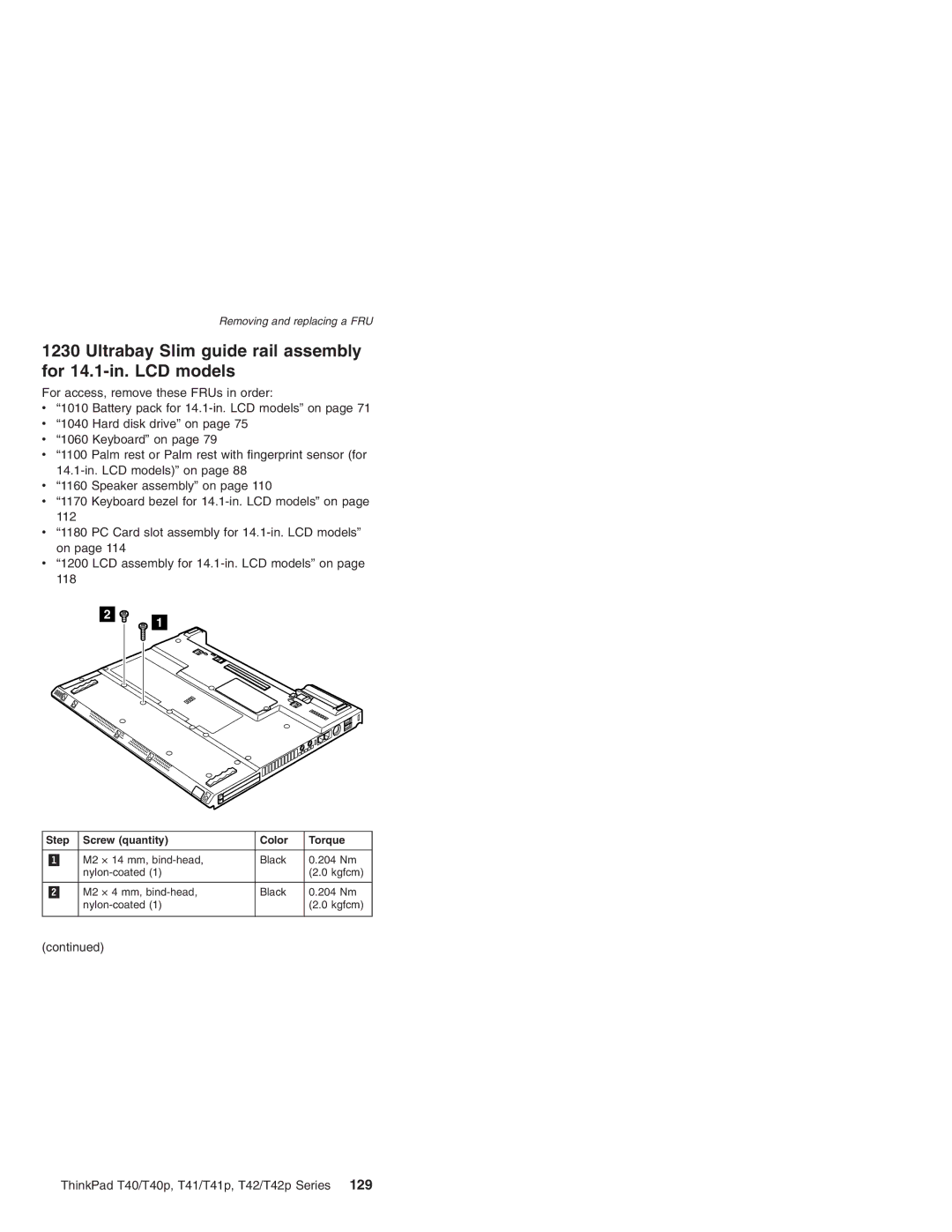 Lenovo T41/T41P, T42/T42P manual Ultrabay Slim guide rail assembly for 14.1-in. LCD models 