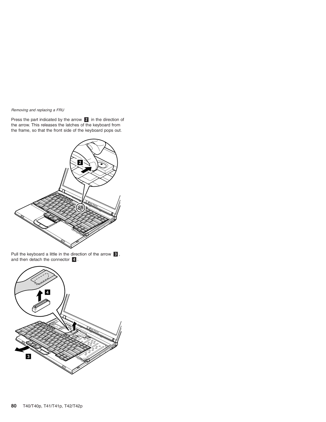 Lenovo T42/T42P, T41/T41P manual Removing and replacing a FRU 