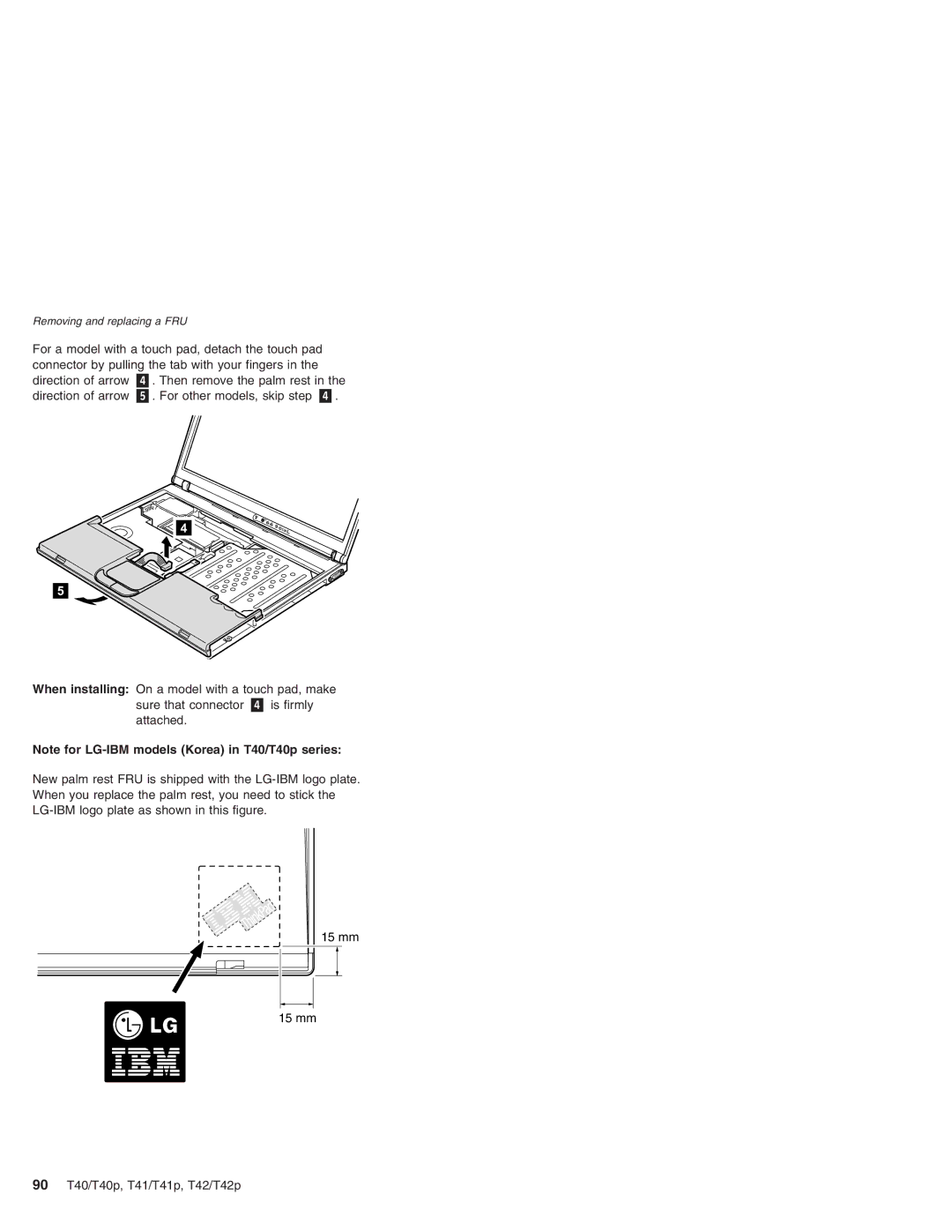 Lenovo T42/T42P, T41/T41P manual Removing and replacing a FRU 