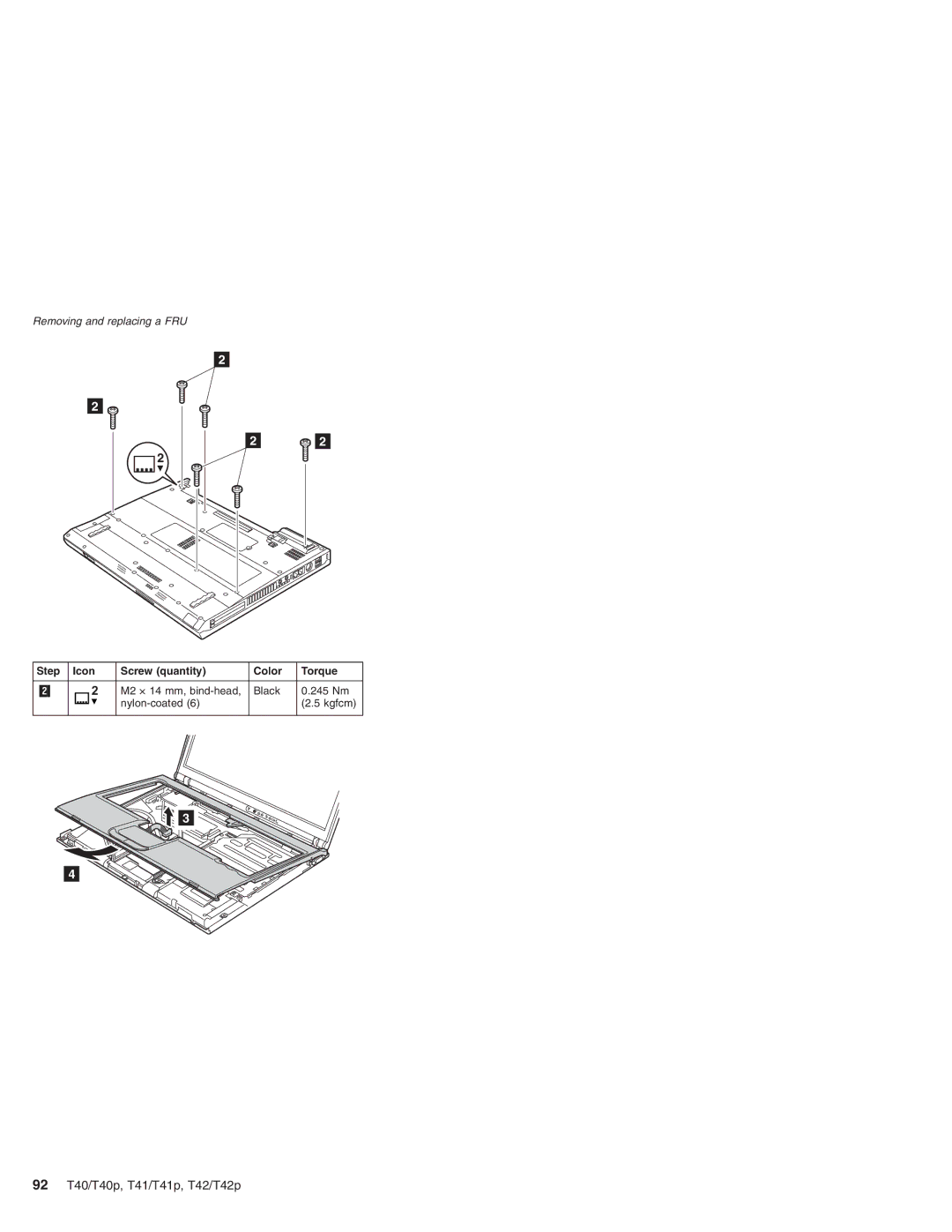 Lenovo T42/T42P, T41/T41P manual 92 T40/T40p, T41/T41p, T42/T42p 