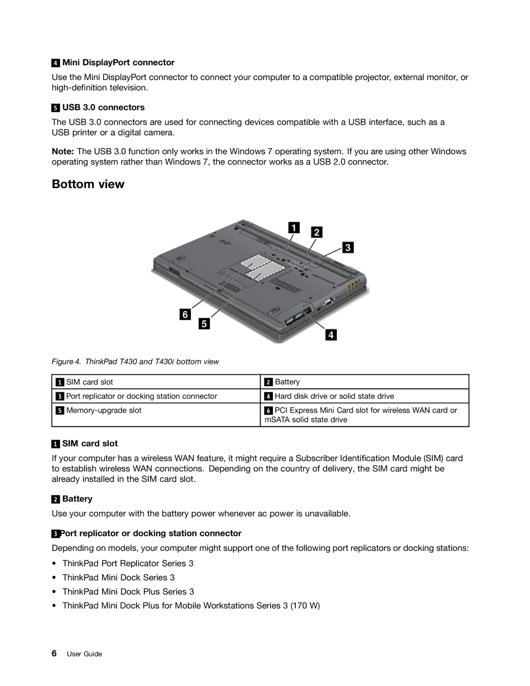 Lenovo 2347G5U, T430I, 23427YU manual Bottom view 