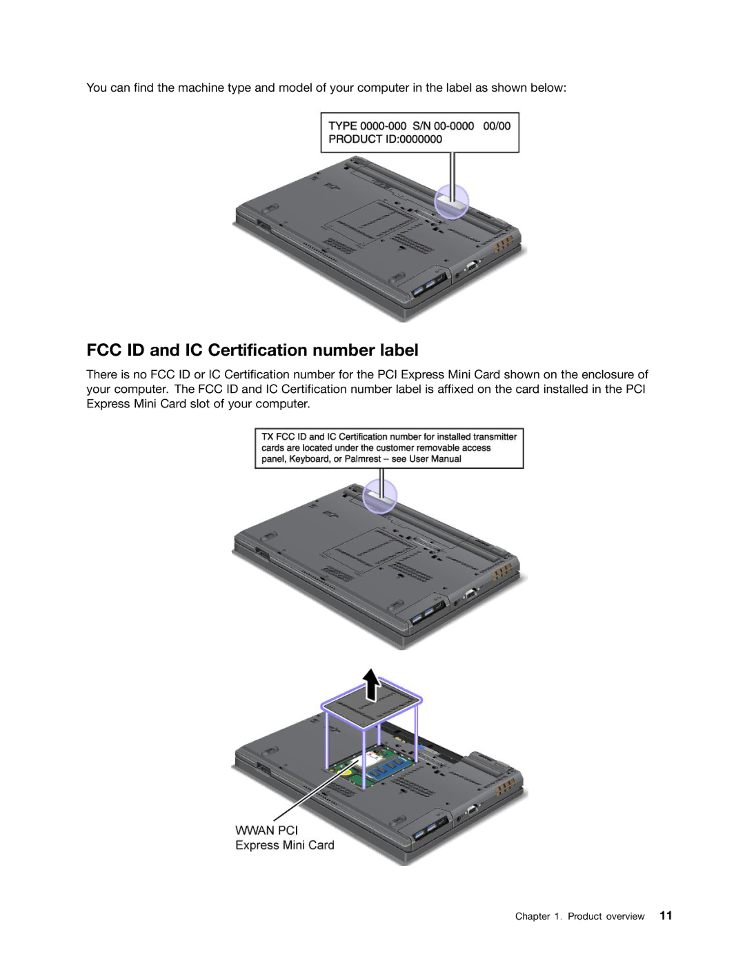 Lenovo 23427YU, T430I, 2347G5U manual FCC ID and IC Certification number label 