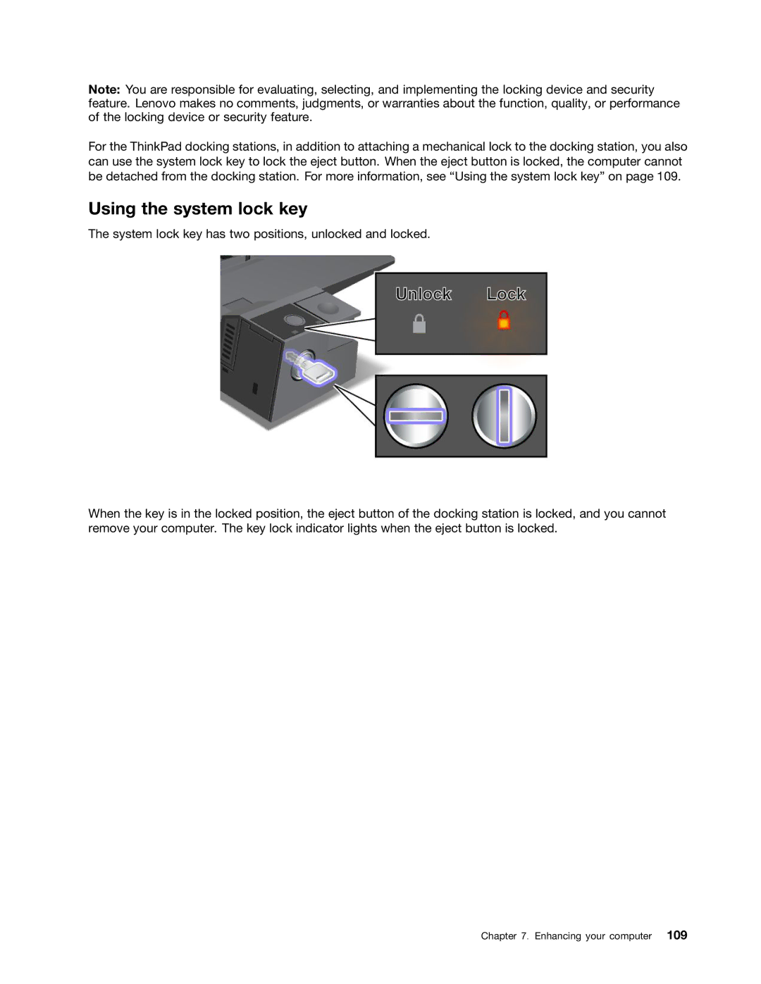 Lenovo 2355AK4, T430SI manual Using the system lock key 