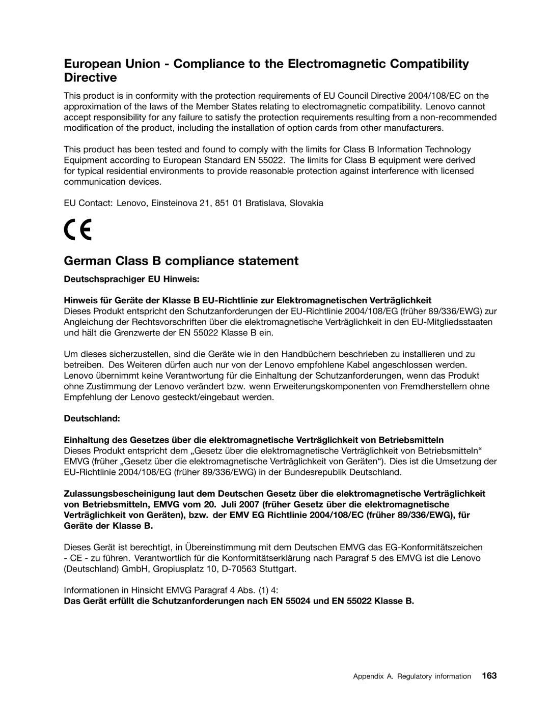 Lenovo 2355AK4, T430SI manual German Class B compliance statement 