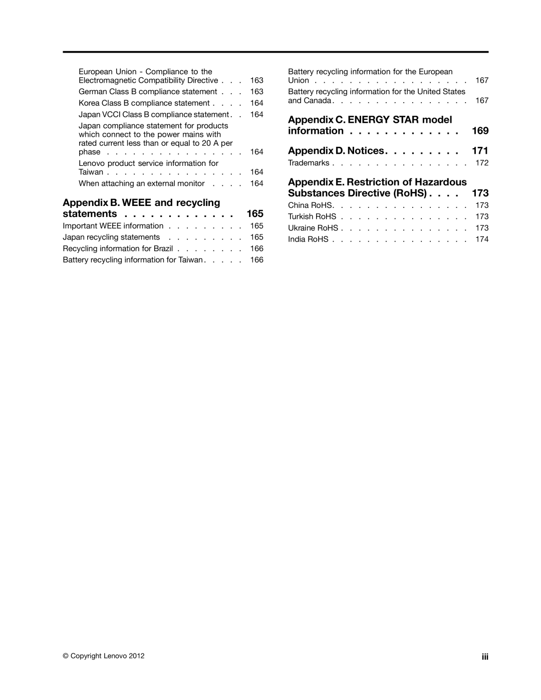 Lenovo 2355AK4, T430SI manual Appendix B. Weee and recycling statements, Iii 