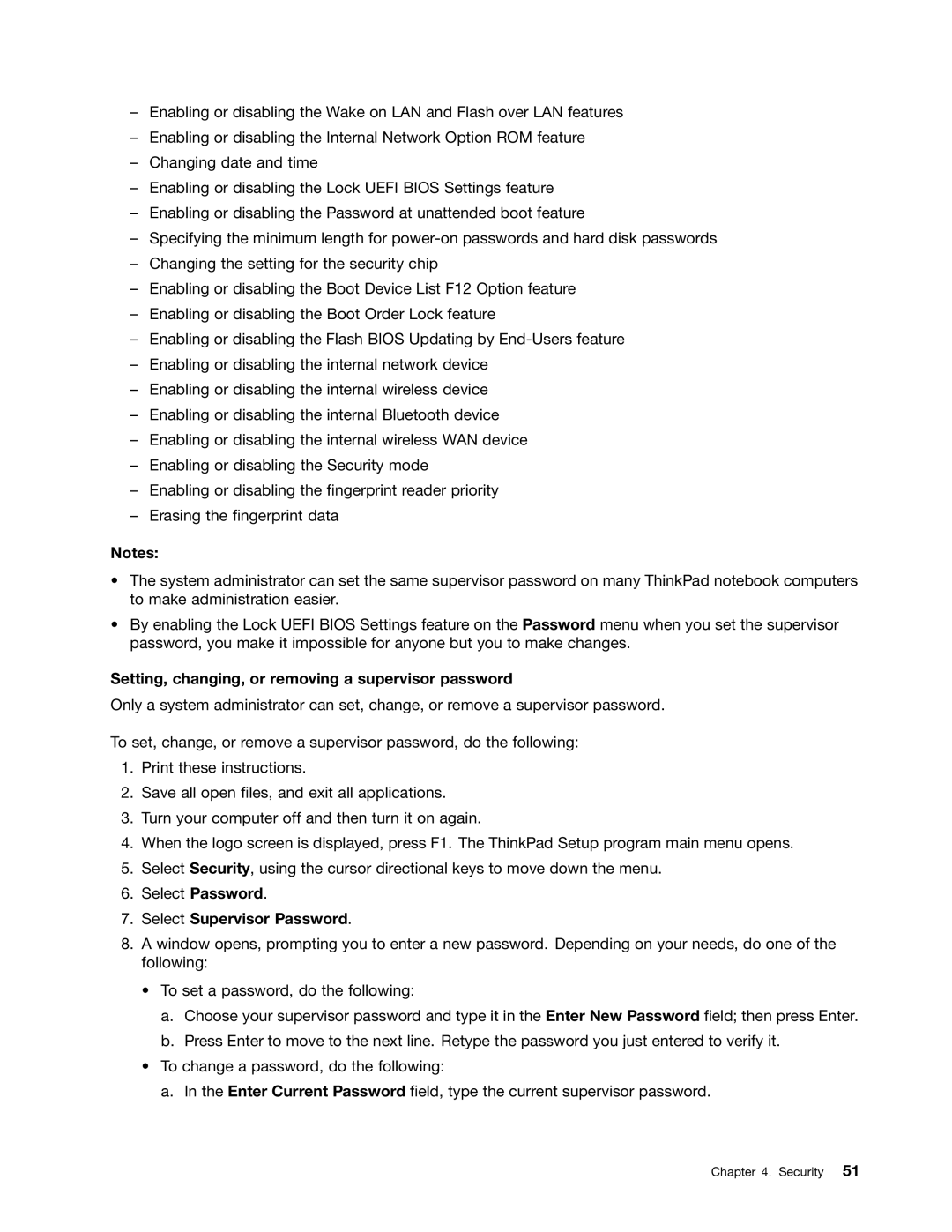 Lenovo T430SI, 2355AK4 manual Setting, changing, or removing a supervisor password, Select Supervisor Password 