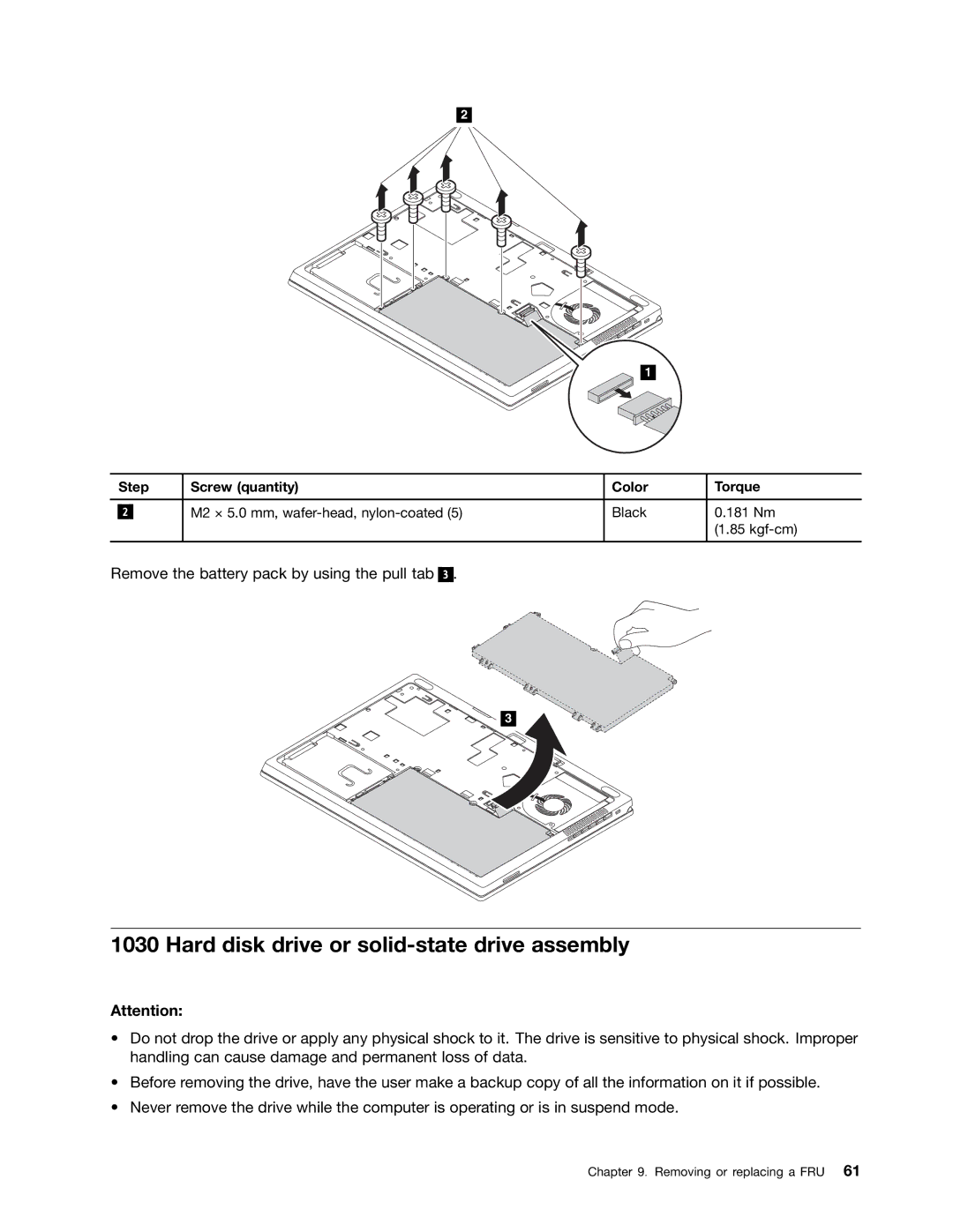 Lenovo T430U manual Hard disk drive or solid-state drive assembly, Step Screw quantity Color Torque 