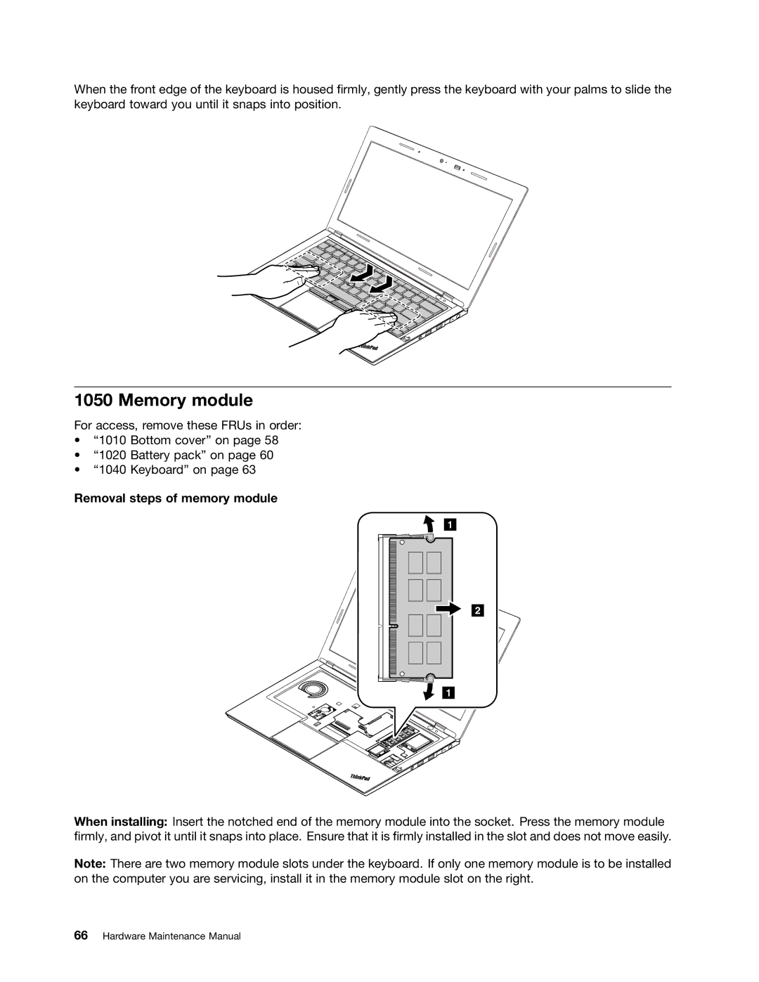 Lenovo T430U manual Memory module, Removal steps of memory module 