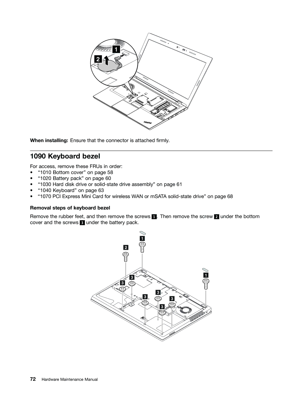 Lenovo T430U manual Keyboard bezel, Removal steps of keyboard bezel 