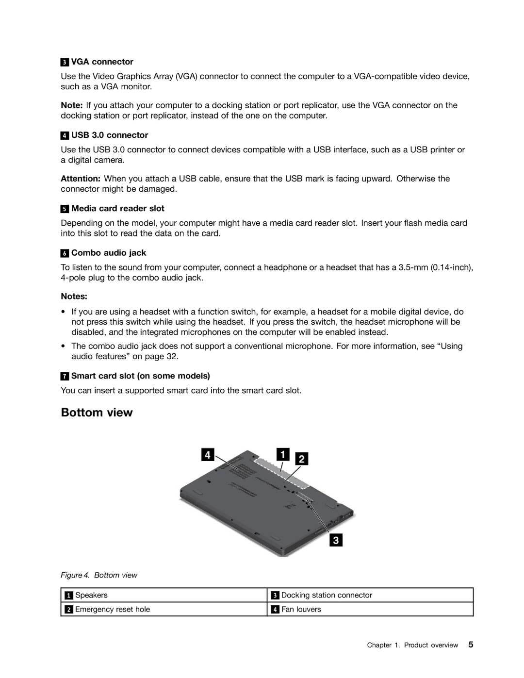 Lenovo 20AA000BUS, T431s, 20AA000MUS manual Bottom view 