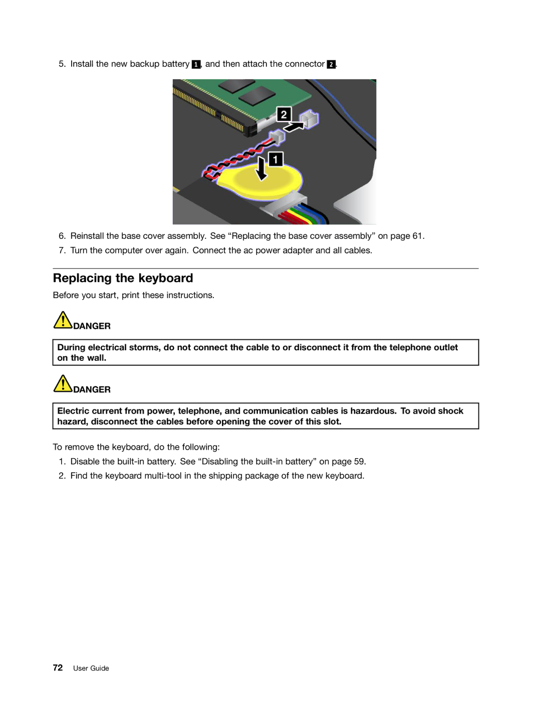 Lenovo T431s, 20AA000BUS, 20AA000MUS manual Replacing the keyboard 