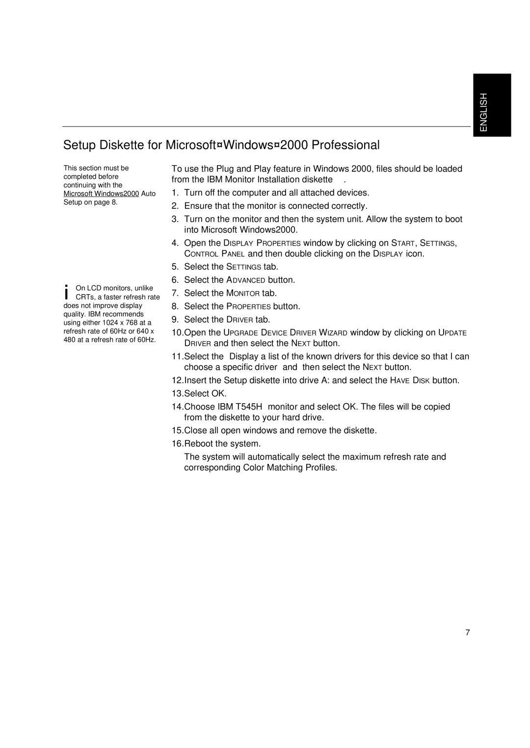 Lenovo T545 manual Setup Diskette for MicrosoftWindows2000 Professional 