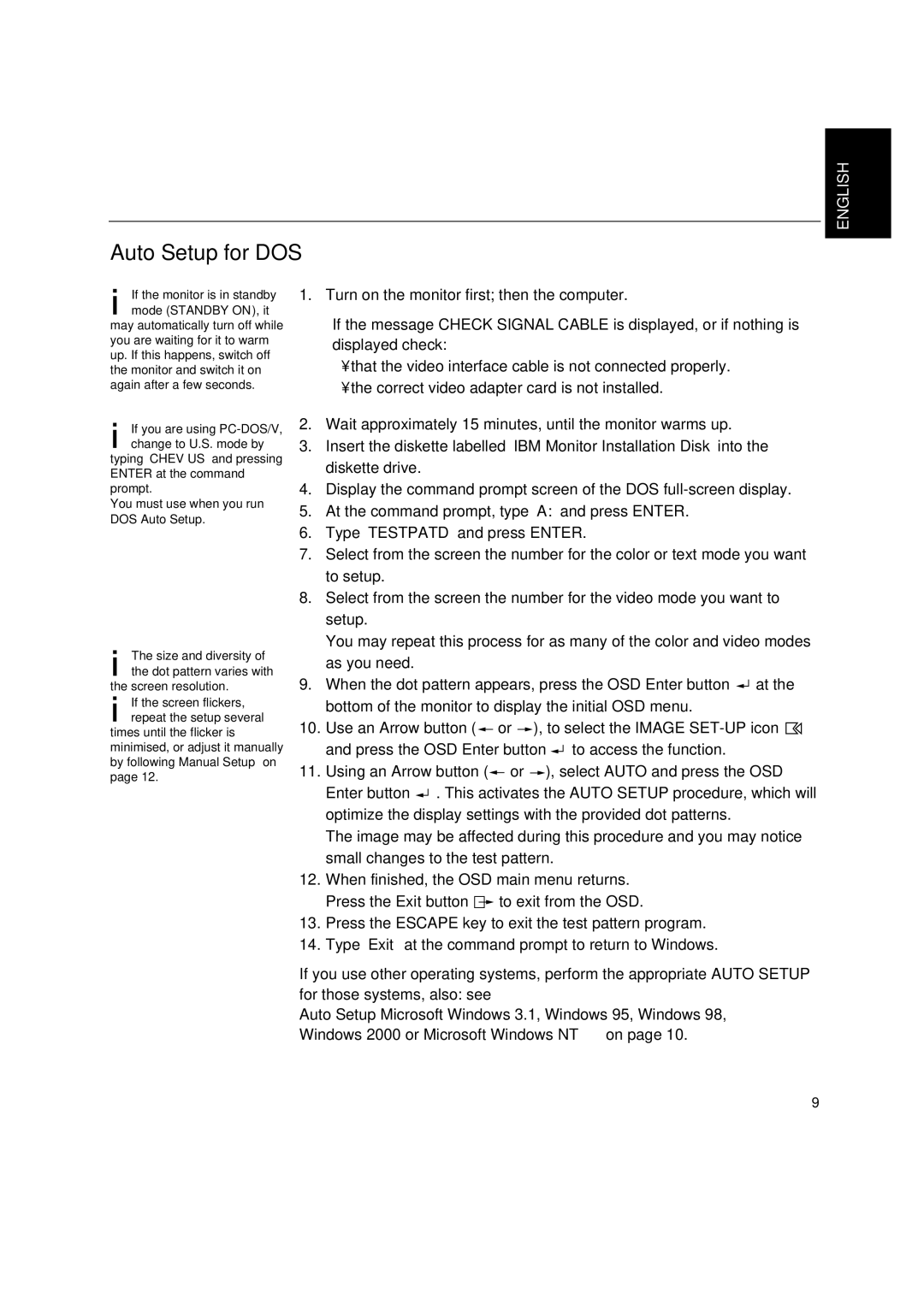 Lenovo T545 manual Auto Setup for DOS, You must use when you run DOS Auto Setup 