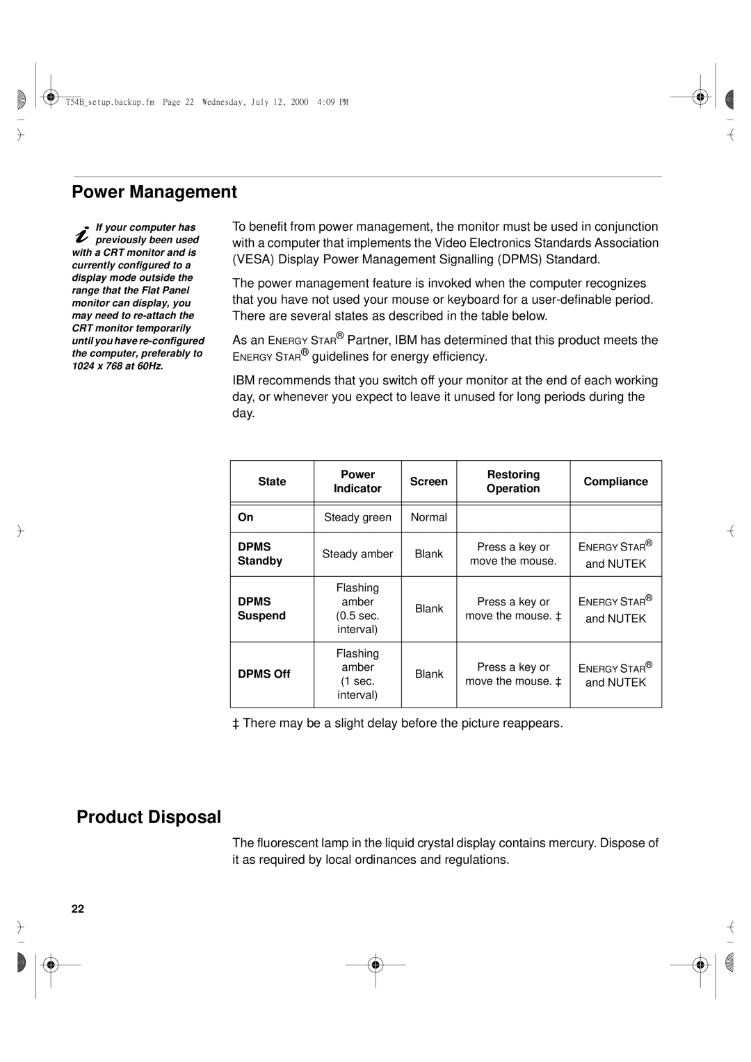 Lenovo T54H manual U65C`tfuvq/cbdlvq/gnQbhf33Xfeoftebz-Kvmz23-311151QN, Power Management, Product Disposal 