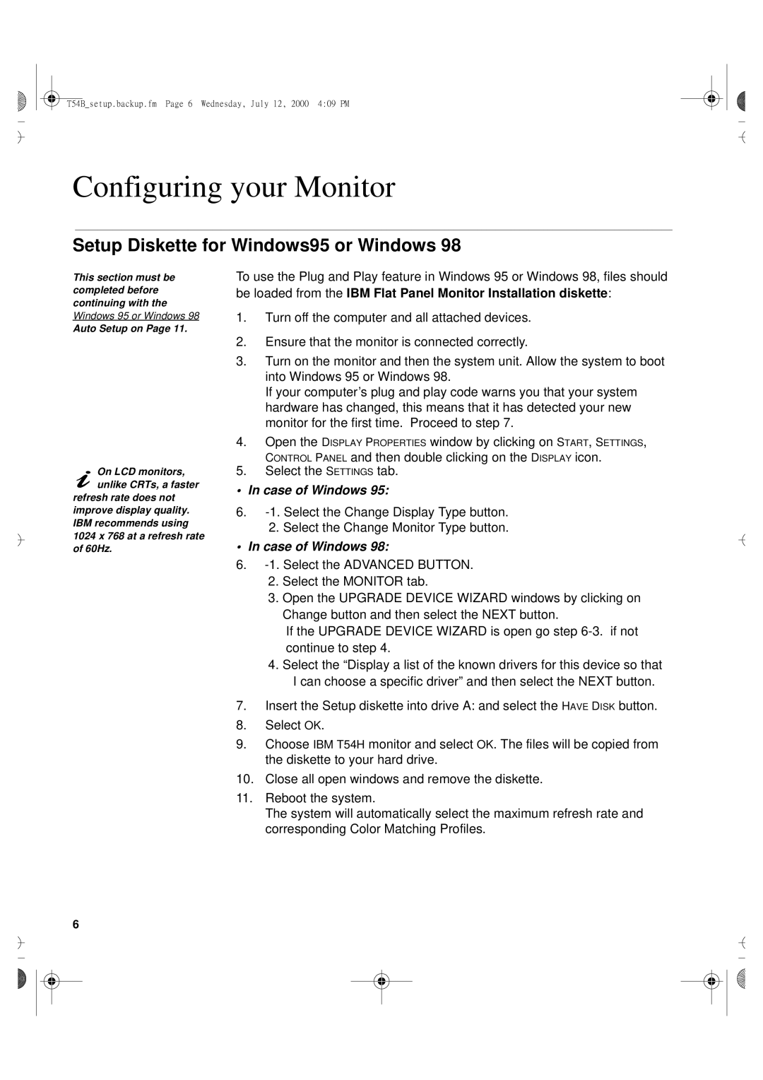 Lenovo T54H manual U65C`tfuvq/cbdlvq/gnQbhf7Xfeoftebz-Kvmz23-311151QN, Configuring your Monitor 