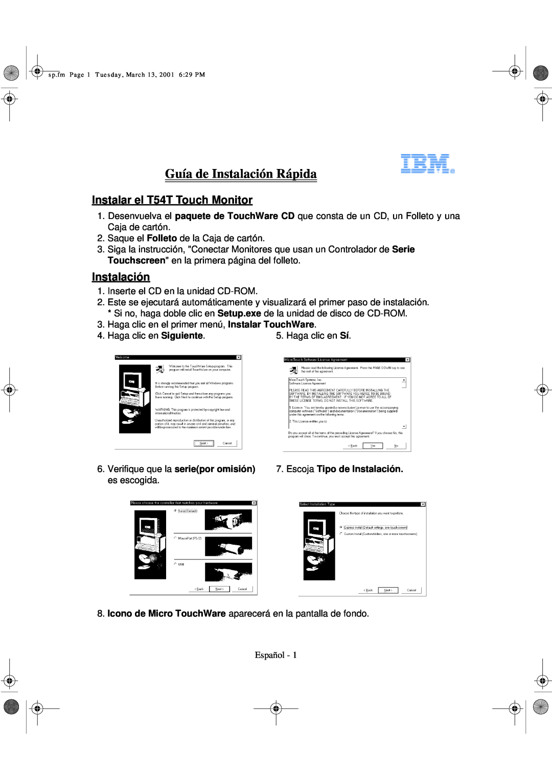 Lenovo T540 manual Guía de Instalación Rápida, Instalar el T54T Touch Monitor 