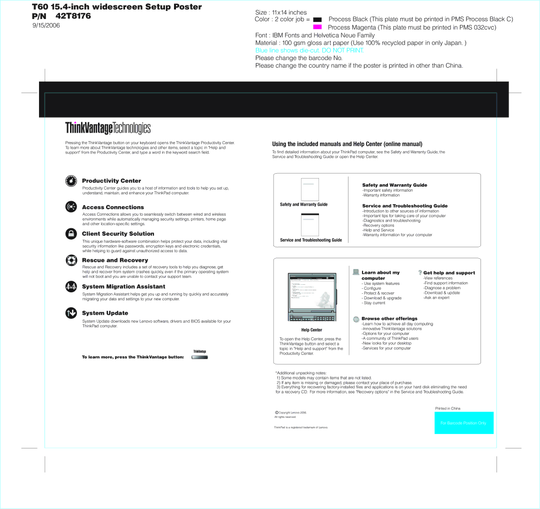 Lenovo T60 warranty Using the included manuals and Help Center online manual 