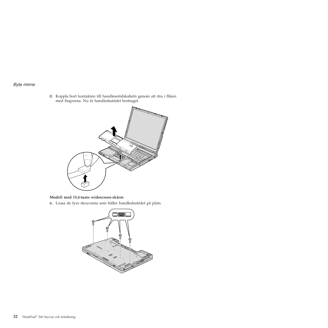 Lenovo T60 manual Modell med 15,4-tums widescreen-skärm 