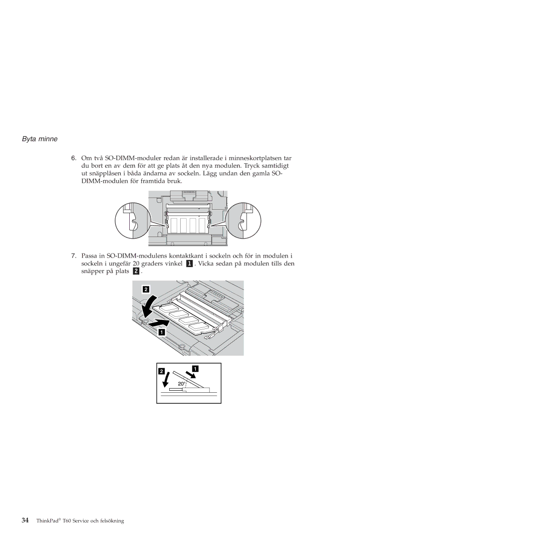 Lenovo T60 manual Byta minne 