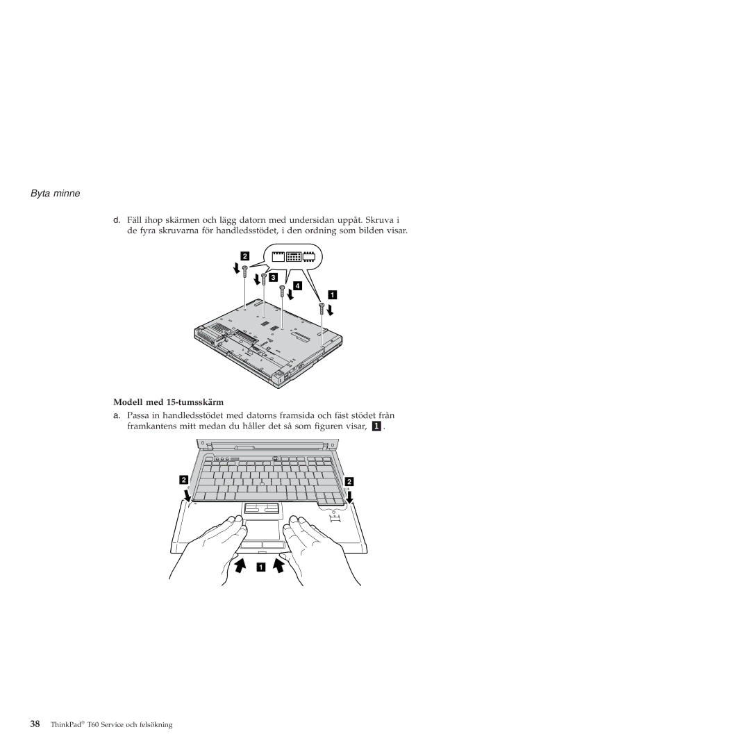 Lenovo T60 manual Modell med 15-tumsskärm 