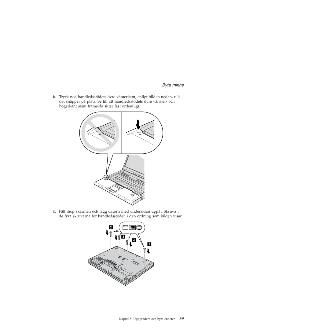 Lenovo T60 manual Byta minne 