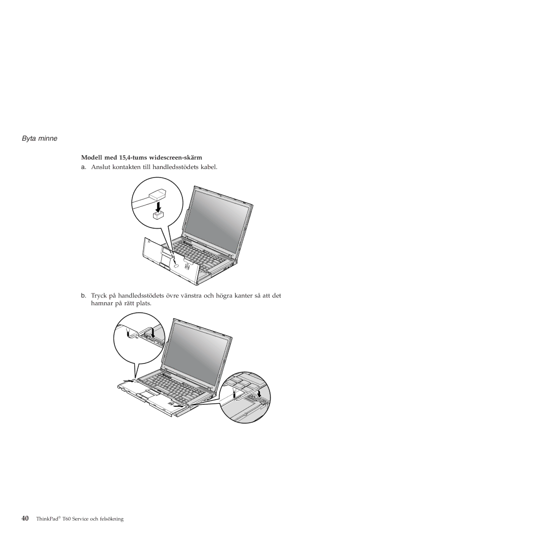 Lenovo T60 manual Modell med 15,4-tums widescreen-skärm 