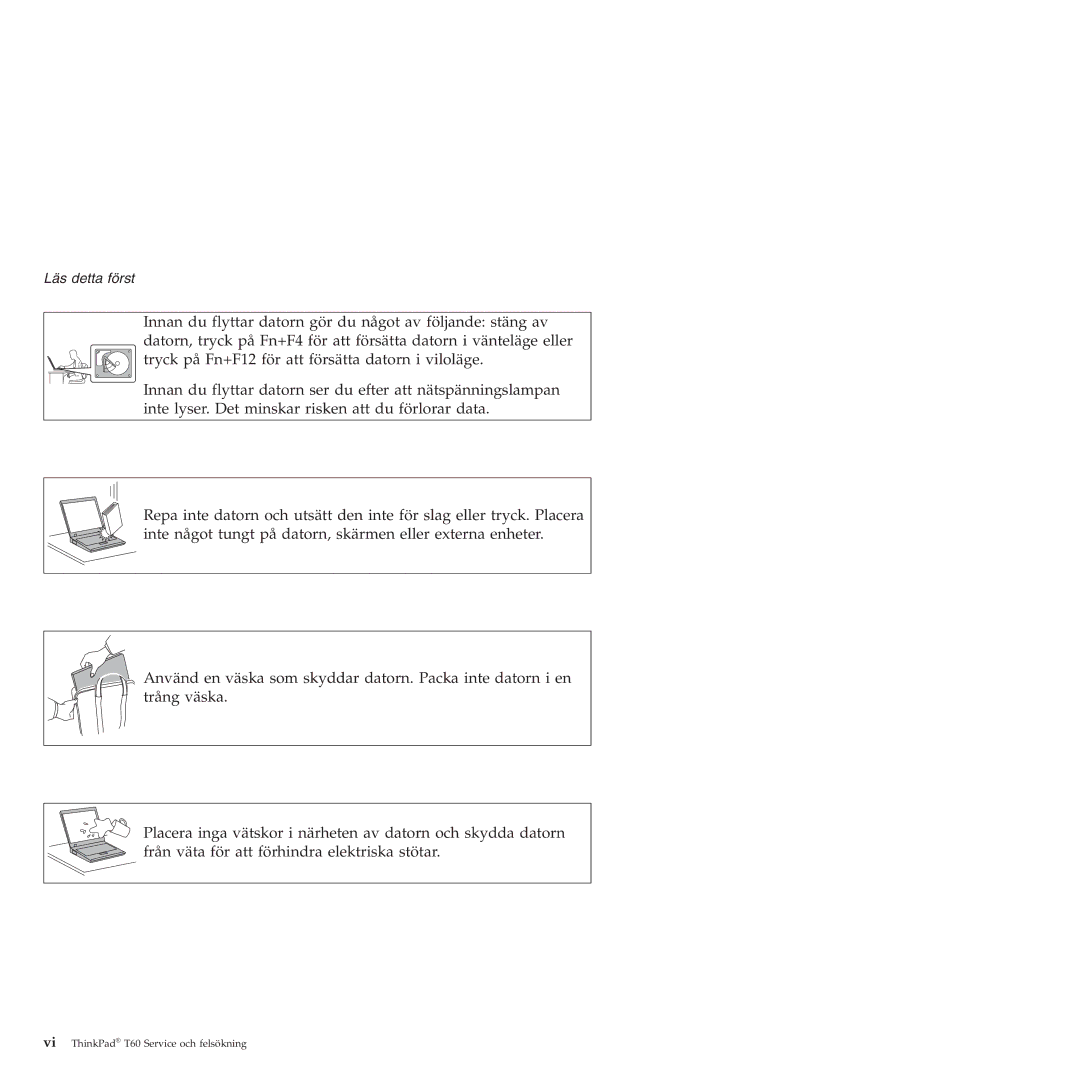 Lenovo T60 manual Läs detta först 