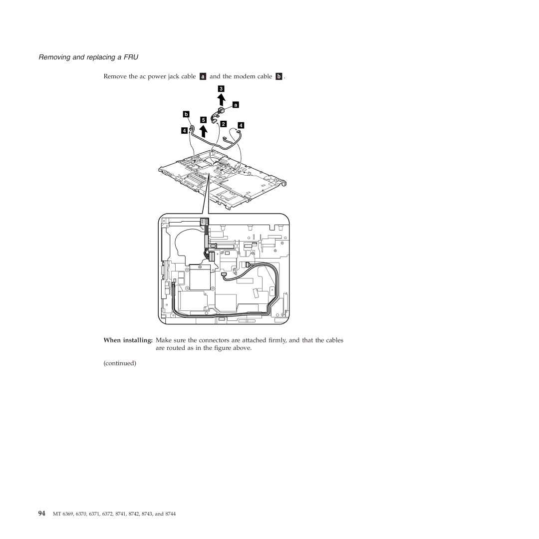 Lenovo T60P manual 94 MT 6369, 6370, 6371, 6372, 8741, 8742, 8743 