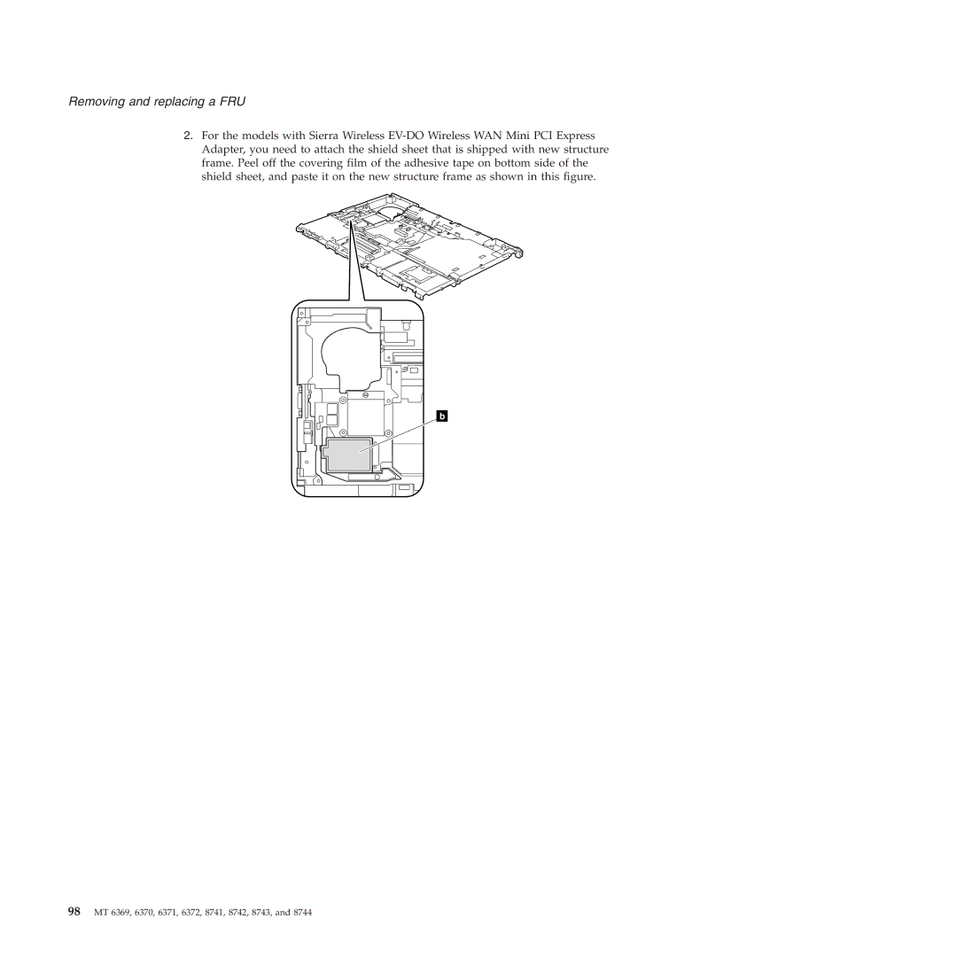 Lenovo T60P manual 98 MT 6369, 6370, 6371, 6372, 8741, 8742, 8743 