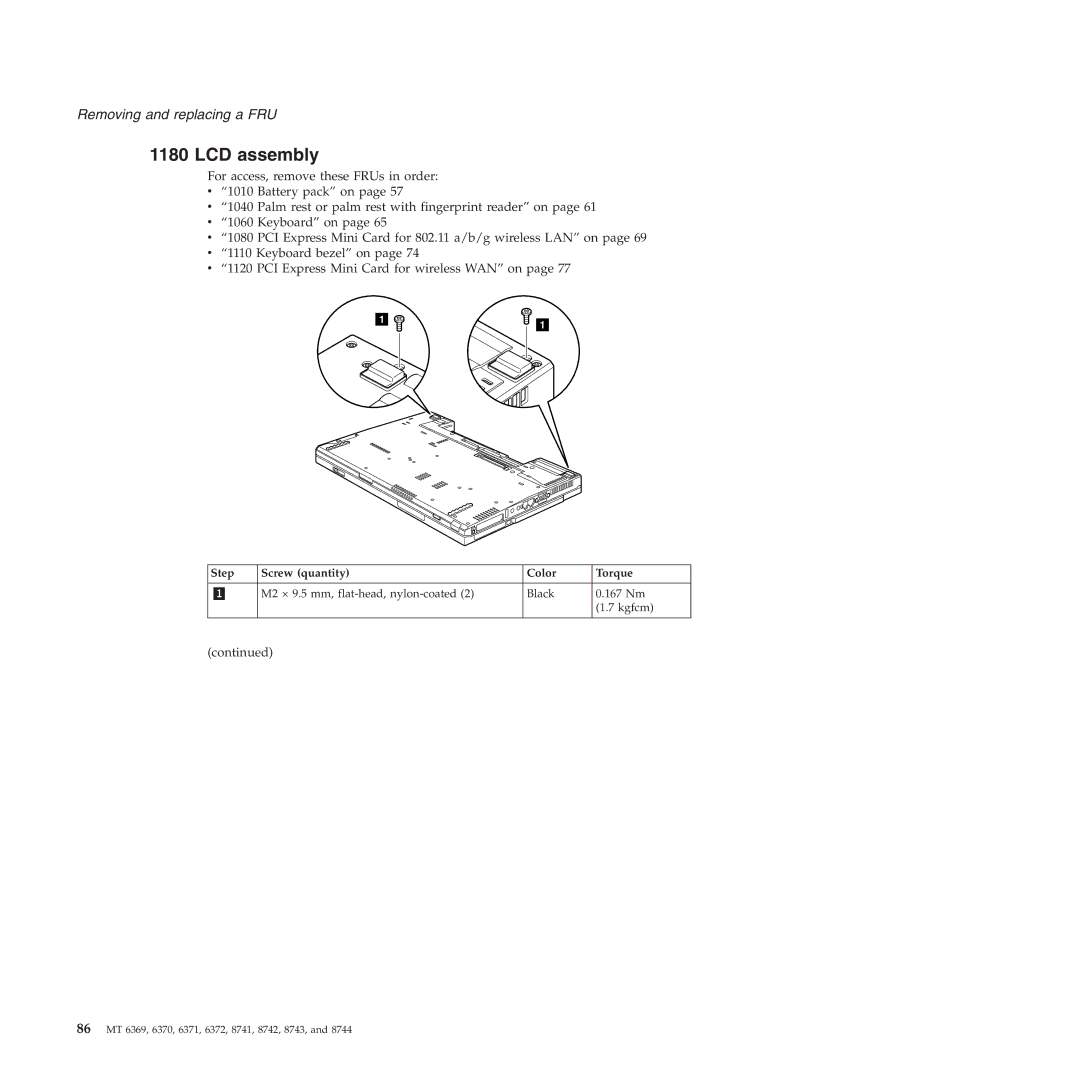 Lenovo T60P manual LCD assembly 