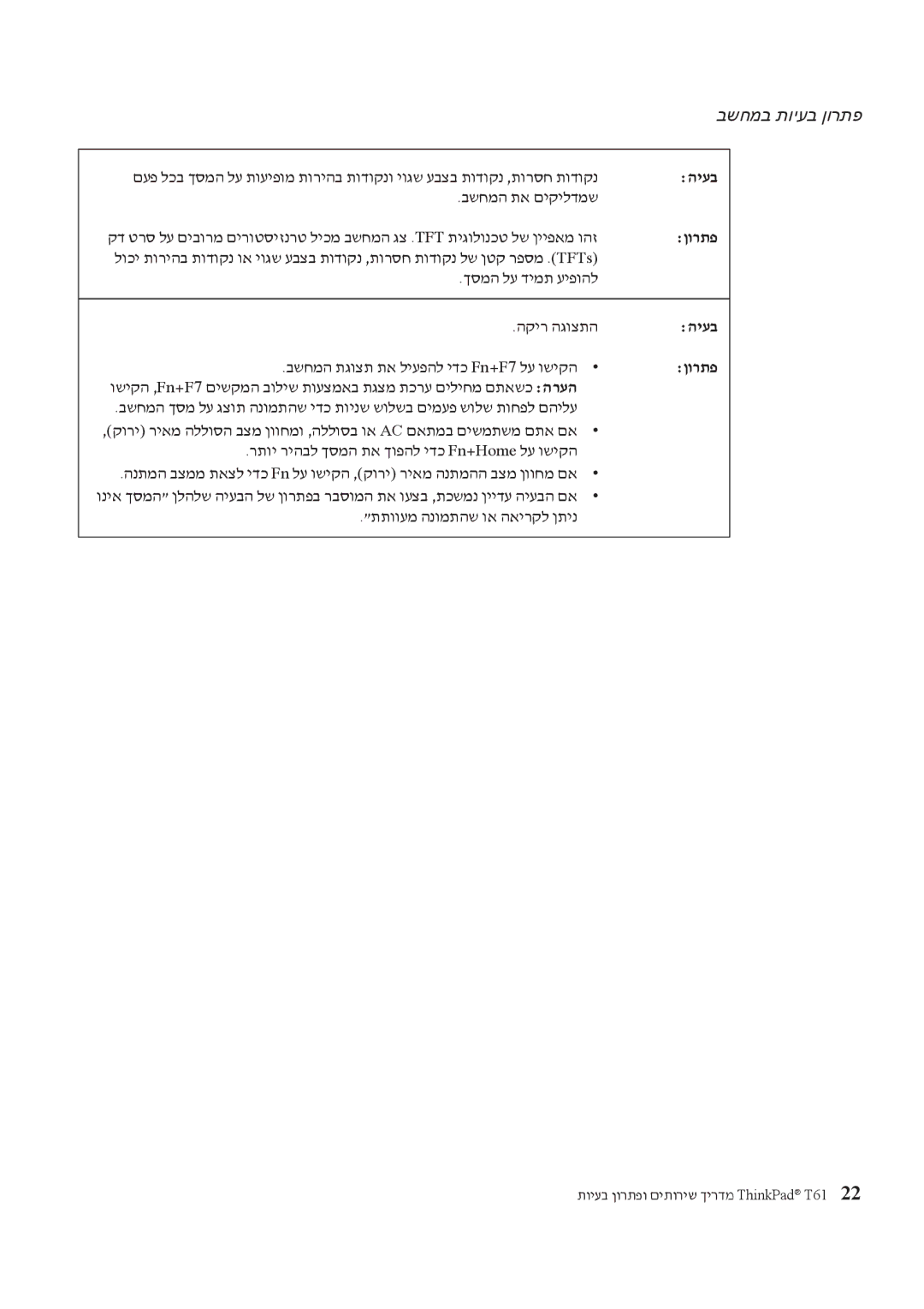 Lenovo T61 manual היעב 