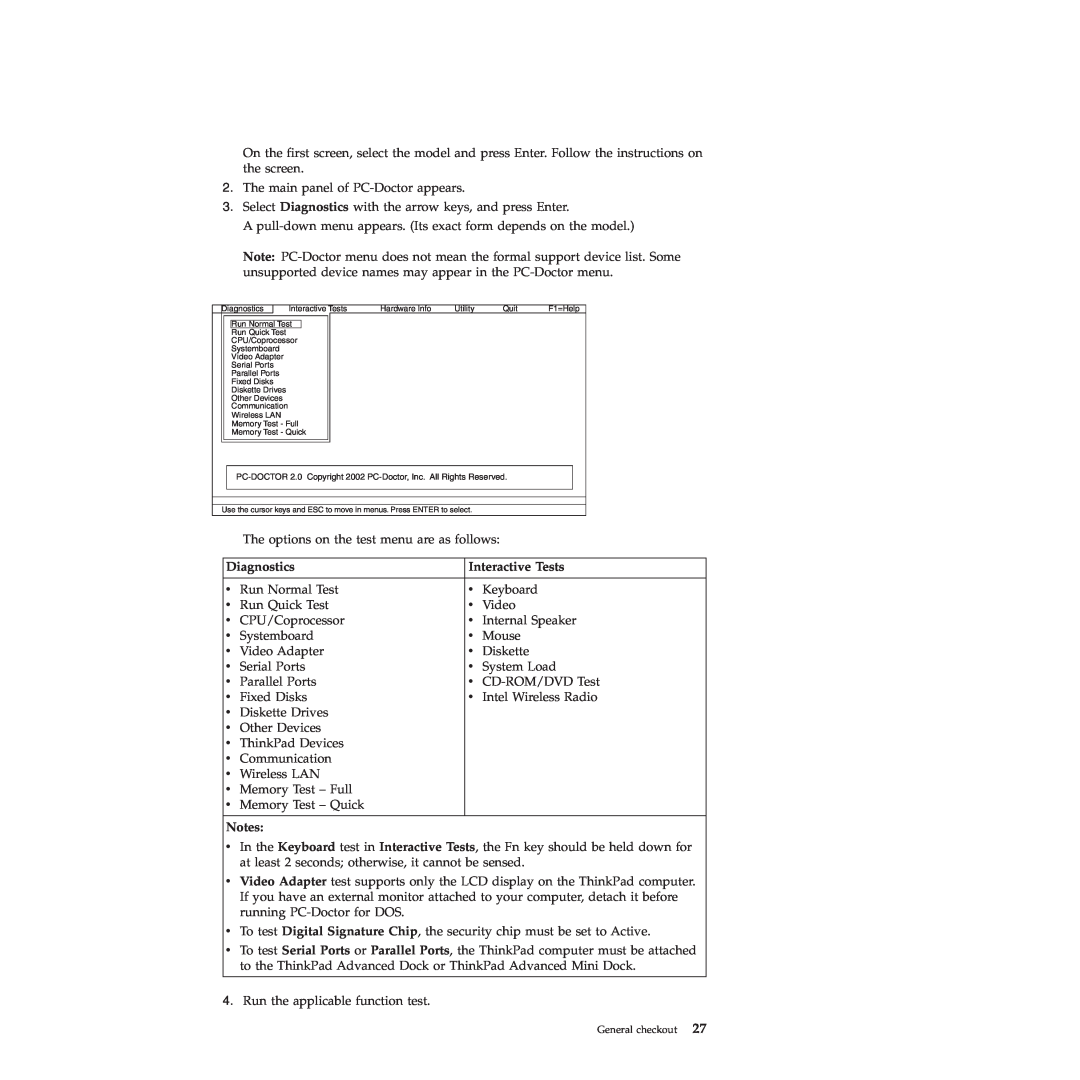 Lenovo T61p manual Diagnostics, Interactive Tests 