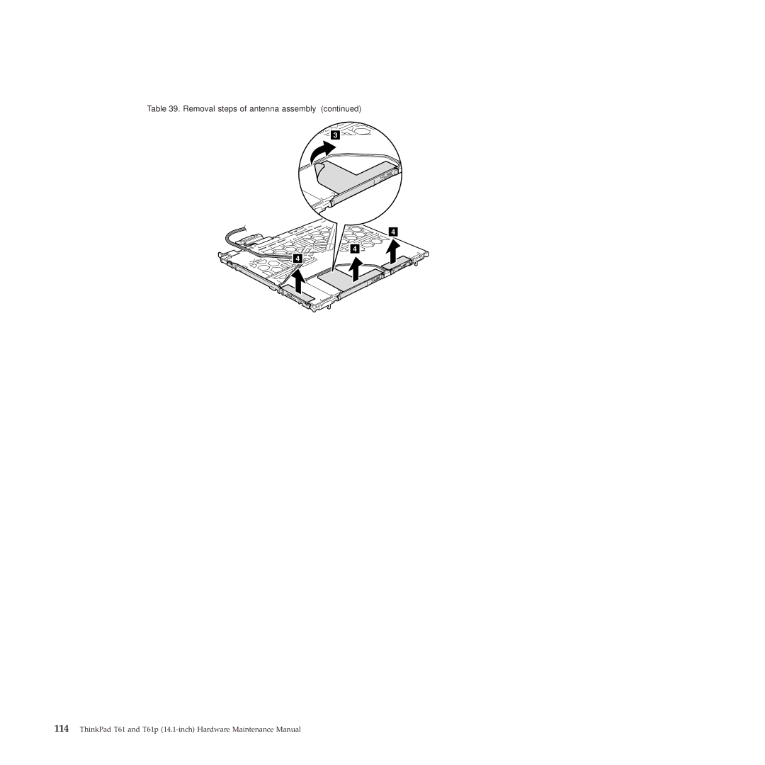 Lenovo T61p manual Removal steps of antenna assembly 