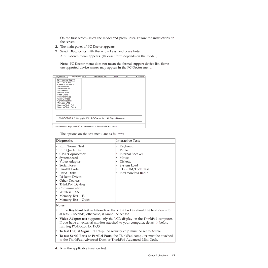 Lenovo T61p manual Diagnostics Interactive Tests 