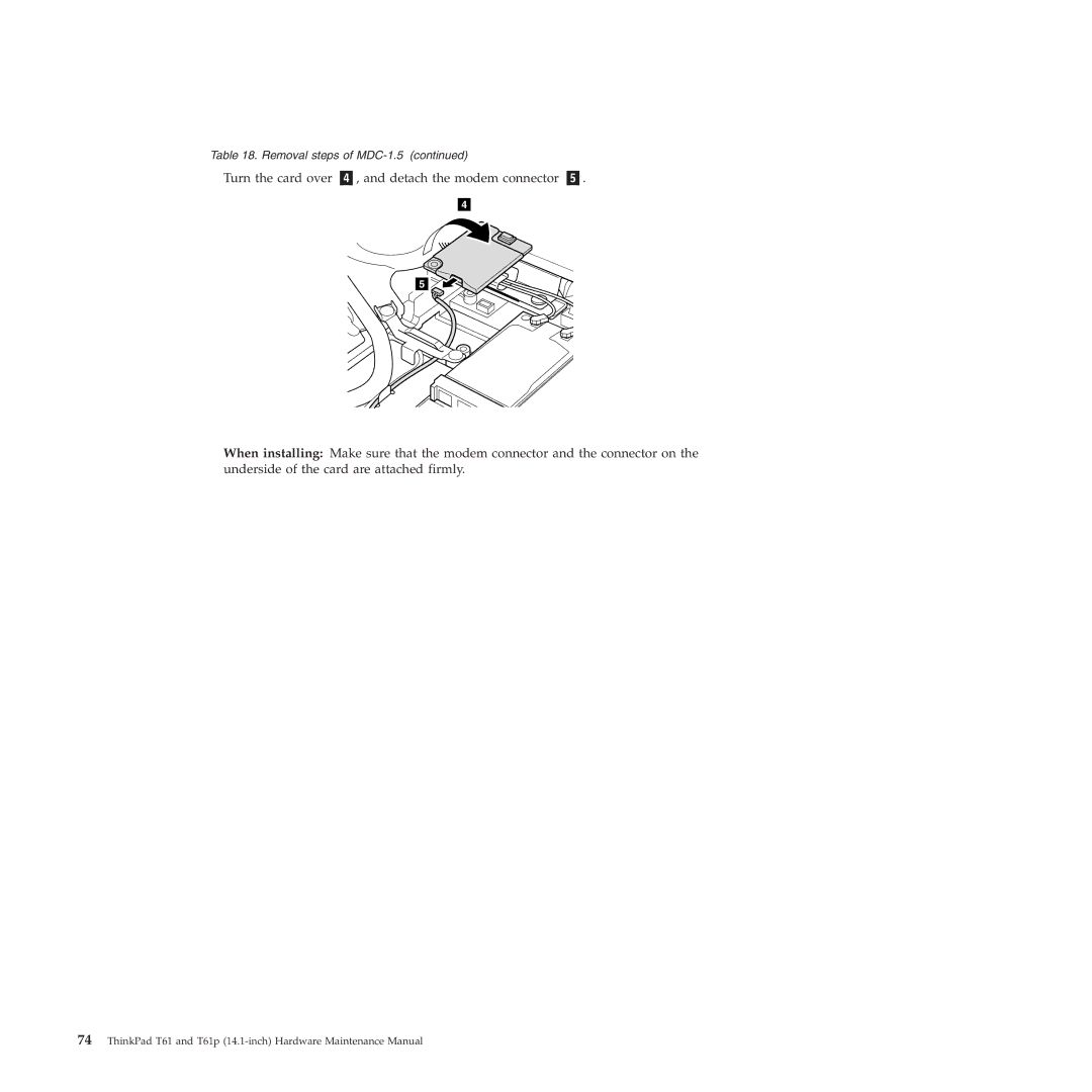 Lenovo T61p manual Removal steps of MDC-1.5 