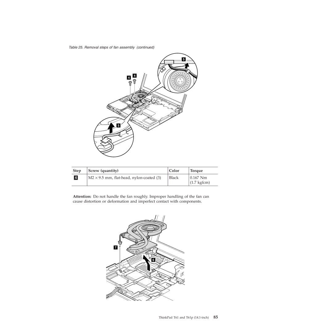 Lenovo T61p manual M2 ⋅ 9.5 mm, flat-head, nylon-coated Black 167 Nm Kgfcm 