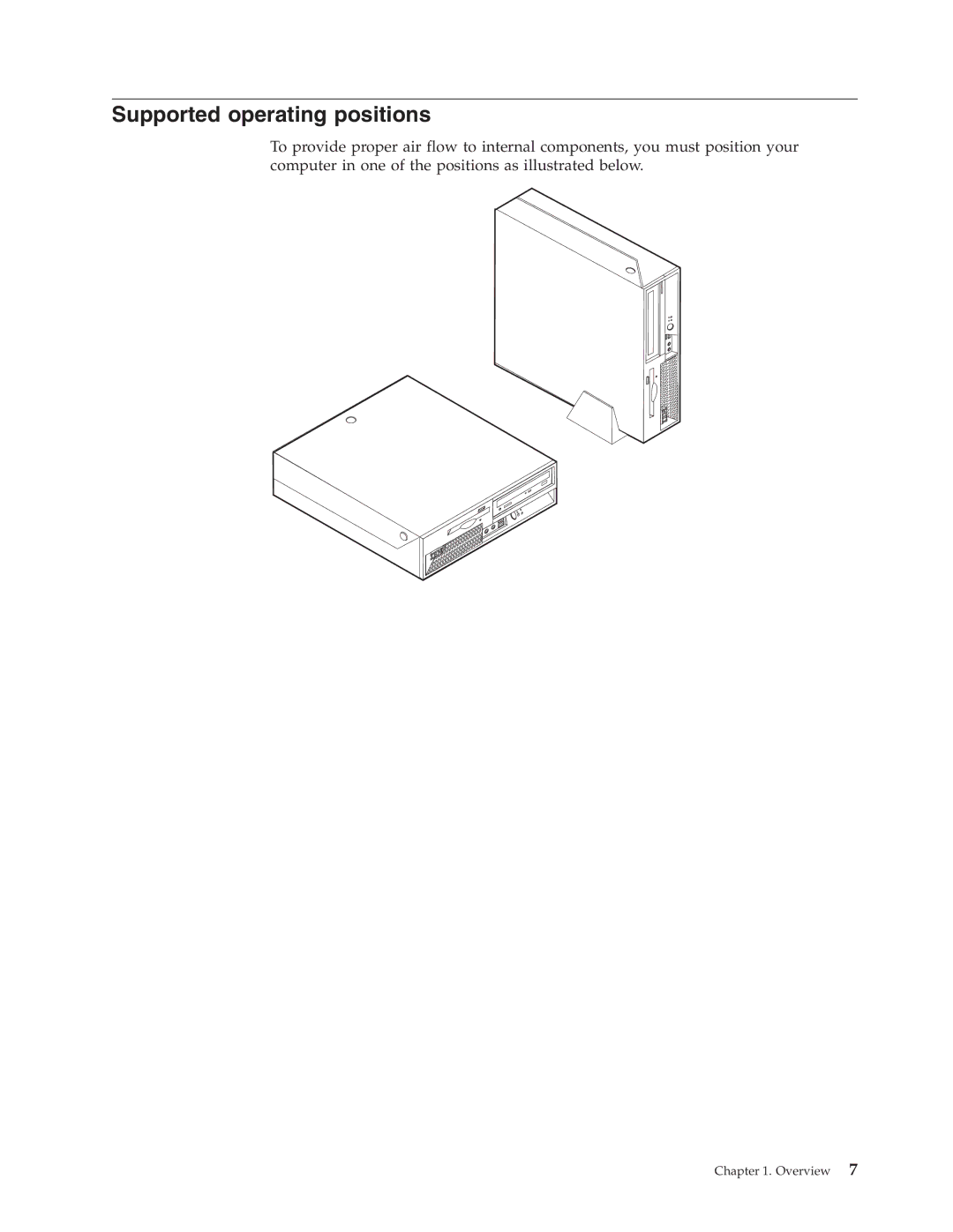 Lenovo TC S51-8171, TC A51-8425, TC A51-8424, TC A51-8428, TC S51-8173, TC S51-8172 manual Supported operating positions 