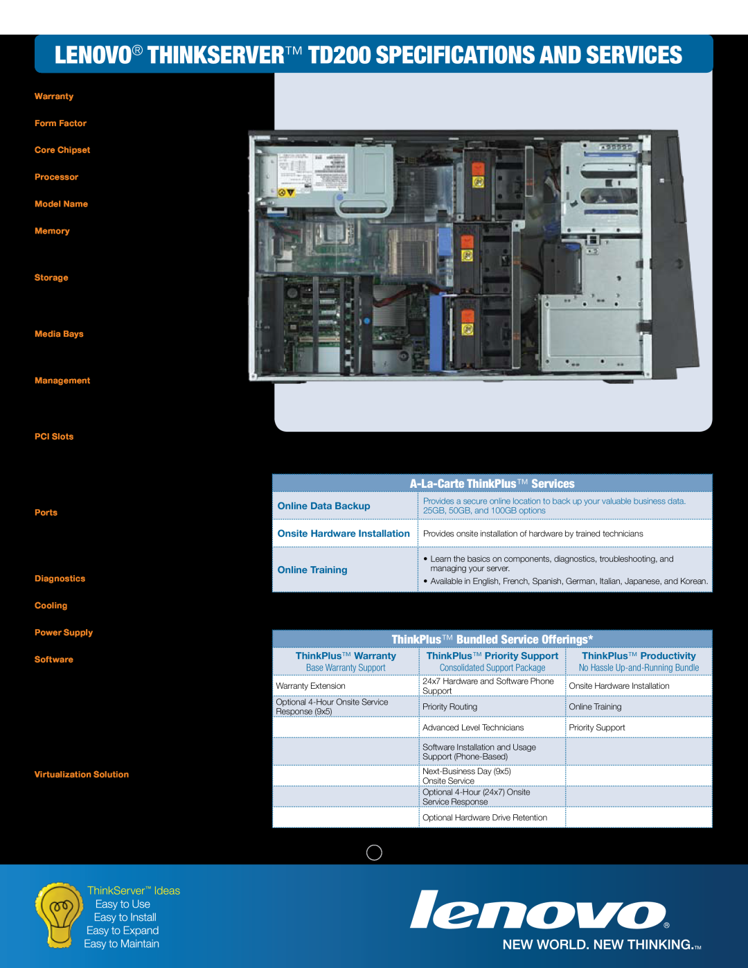Lenovo Lenovo ThinkServer TD200 Specifications and Services, A-La-Carte ThinkPlus Services, ThinkPlus Priority Support 