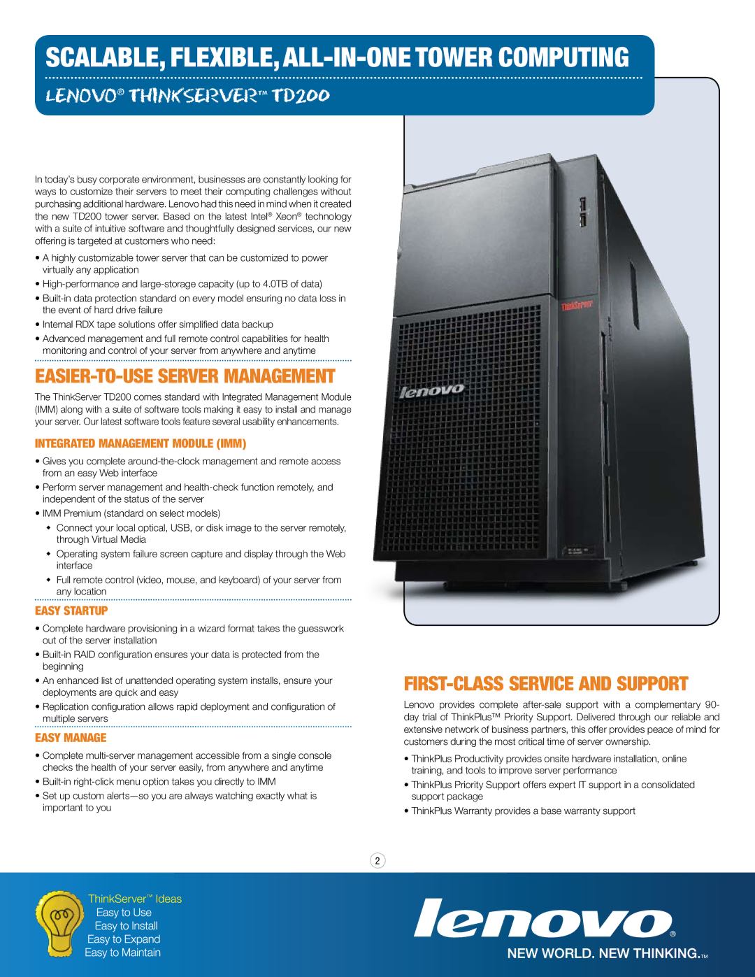 Lenovo TD manual Integrated Management Module IMM, Easy Startup, Easy Manage 