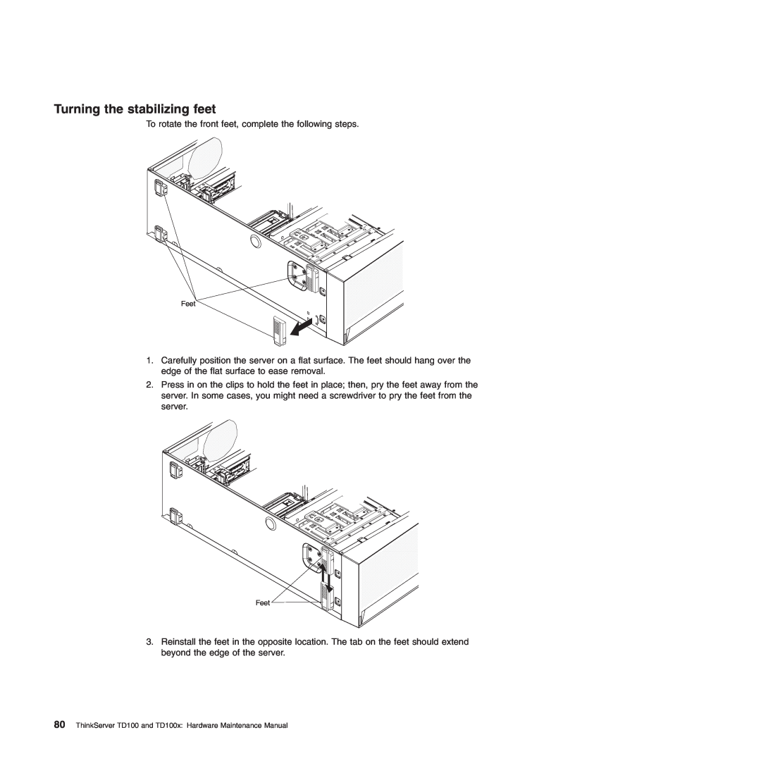 Lenovo TD100X manual Turning the stabilizing feet 