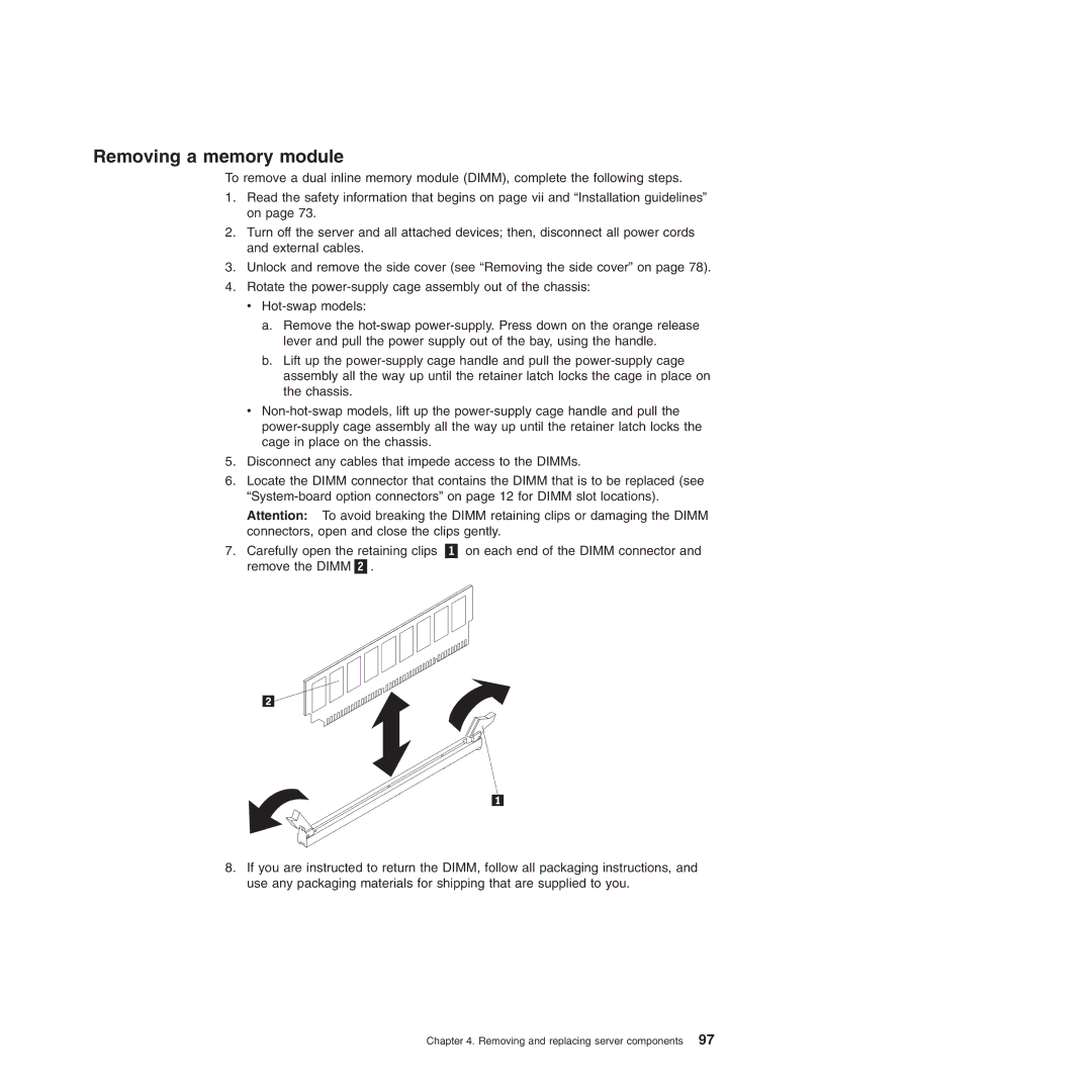 Lenovo TD100X manual Removing a memory module 