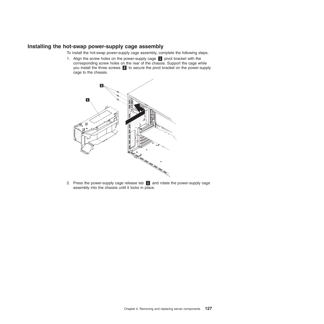 Lenovo TD100X manual Installing the hot-swap power-supply cage assembly 