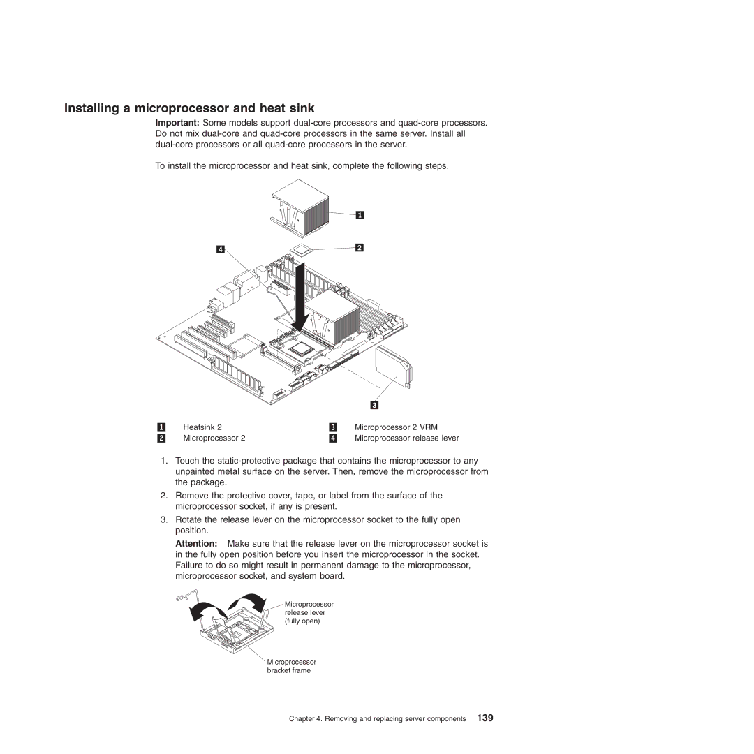 Lenovo TD100X manual Installing a microprocessor and heat sink 